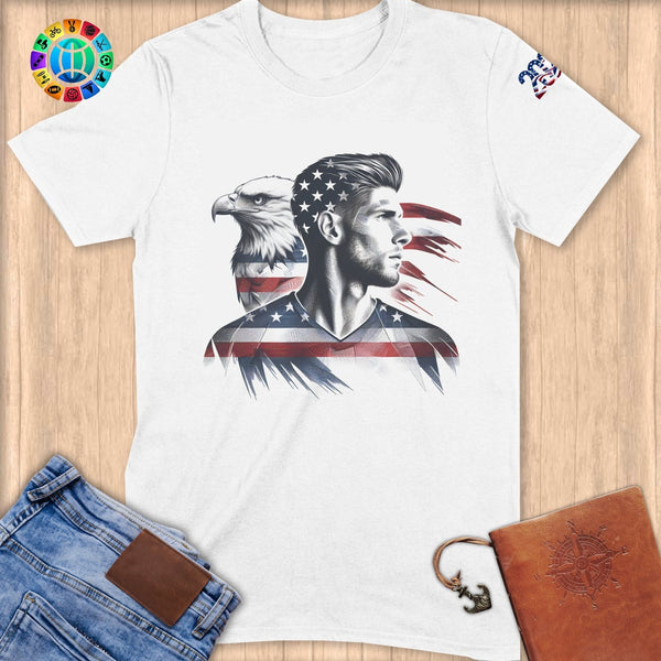 Physical Item S / White American Pride Eagle ~ Limited Edition "USA Excellence" ~ Softstyle T-Shirt