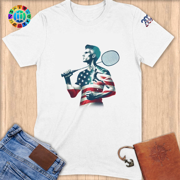 Physical Item S / White Badminton Patriot ~ Limited Edition 2024 "USA Excellence" ~ Softstyle T-Shirt