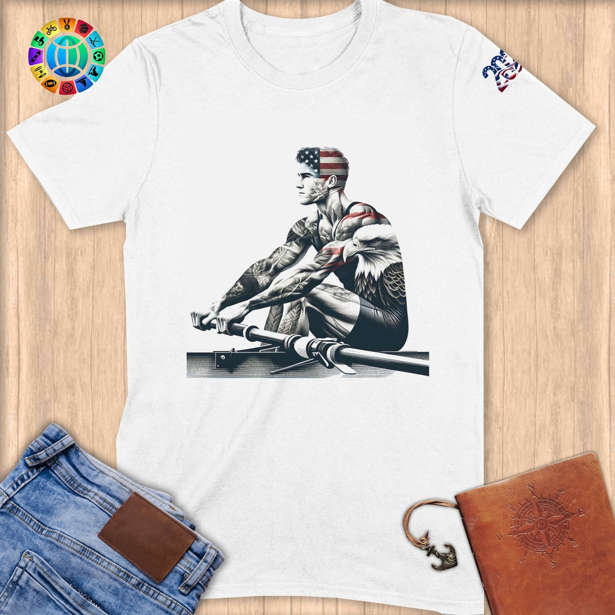 Physical Item S / White Eagle Rower ~ Limited Edition "USA Excellence" ~ Softstyle T-Shirt