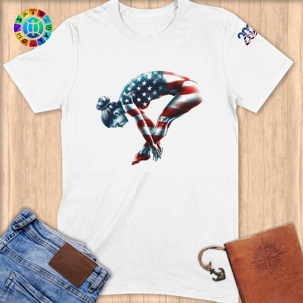 Physical Item S / White Elite Diving Star ~ Limited Edition 2024 "USA Excellence" ~ Softstyle T-Shirt
