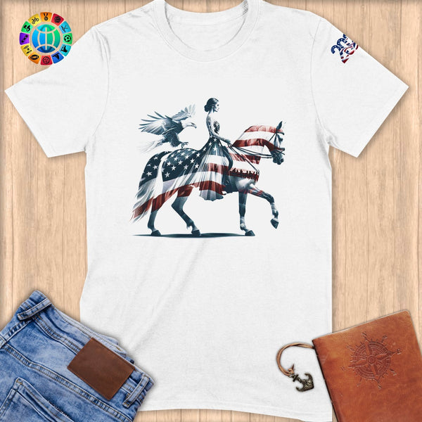 Physical Item S / White Equestrian Grace~Limited Edition 2024 "USA Excellence" ~ Softstyle T-Shirt