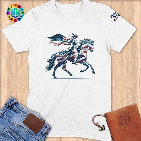 Physical Item S / White Equestrian Liberty~Limited Edition 2024 "USA Excellence" ~ Softstyle T-Shirt