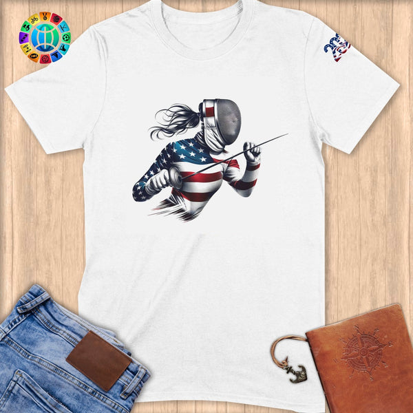 Physical Item S / White Fencing Pride ~ Limited Edition 2024 "USA Excellence" ~ Softstyle T-Shirt