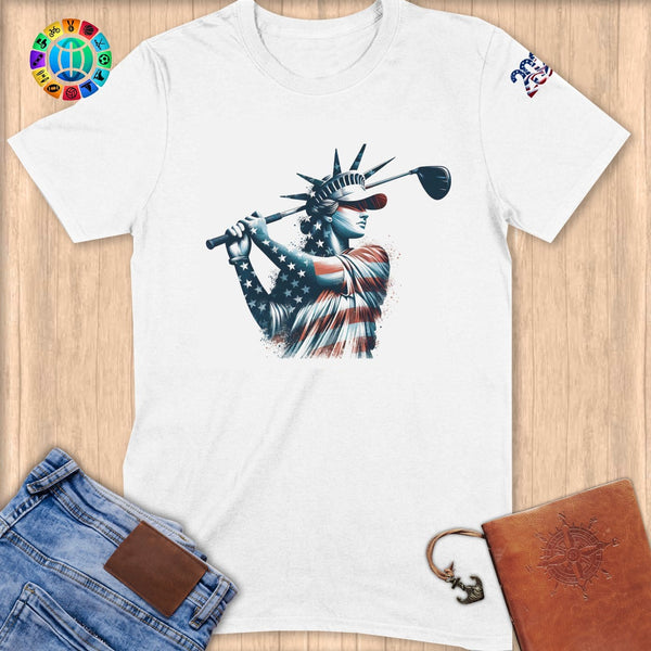 Physical Item S / White Gofling Lady Liberty ~ Limited Edition 2024 "USA Excellence" ~ Softstyle T-Shirt
