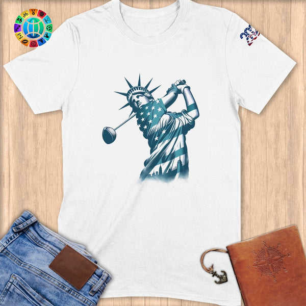 Physical Item S / White Golf Liberty Swing ~ Limited Edition 2024 "USA Excellence" ~ Softstyle T-Shirt