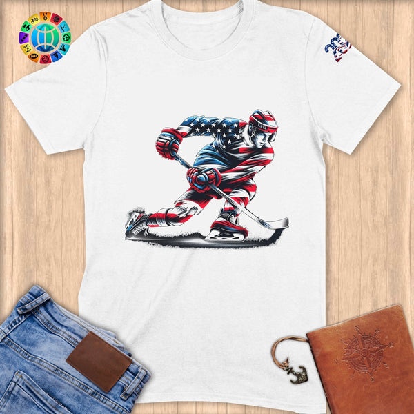 Physical Item S / White Ice Hockey Swish ~ Limited Edition 2024 "USA Excellence" ~ Softstyle T-Shirt