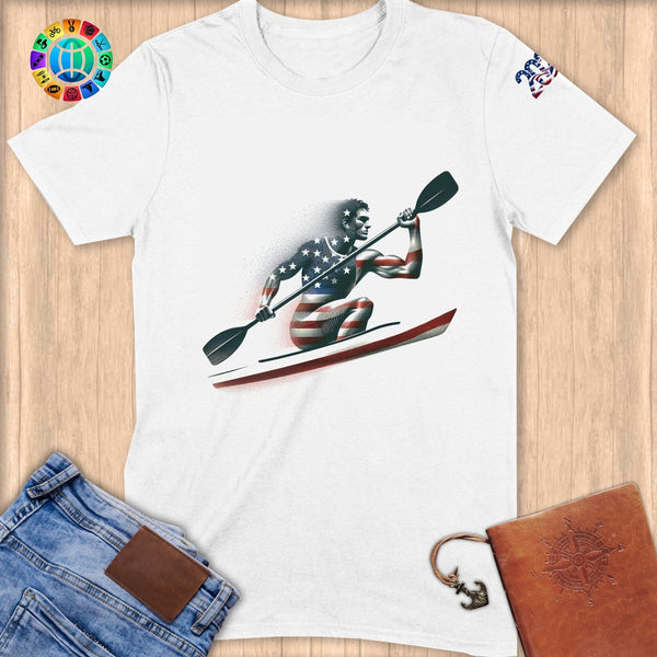 Physical Item S / White Kayaking Patriotic ~ Limited Edition 2024 "USA Excellence" ~ Softstyle T-Shirt