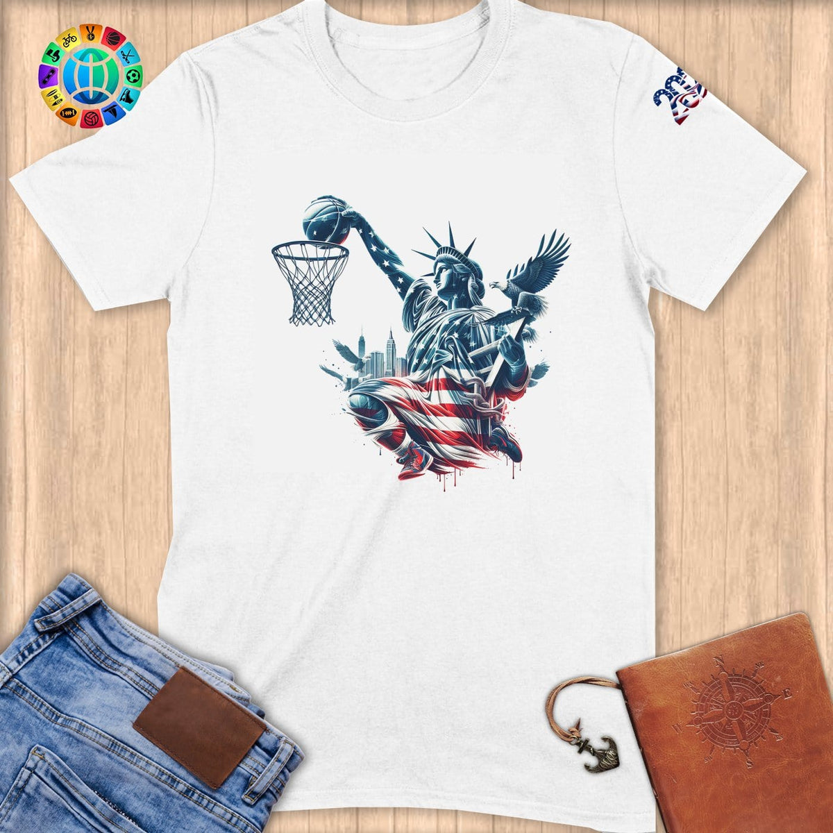 Physical Item S / White Liberty Slam Dunk ~ Limited Edition "USA Excellence" ~ Softstyle T-Shirt
