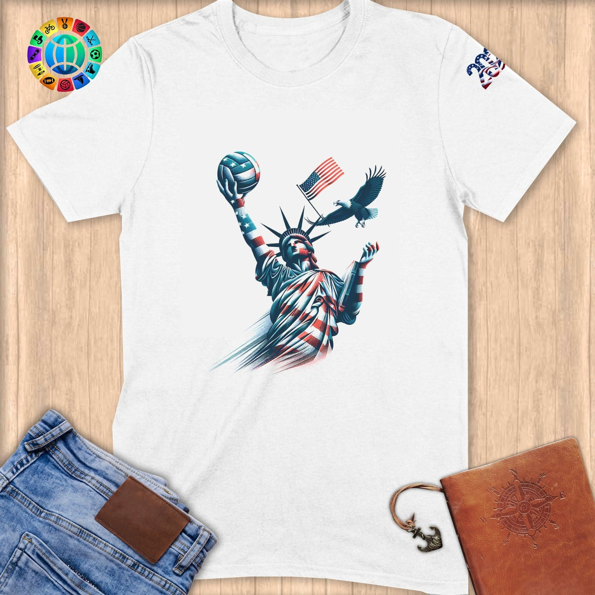 Physical Item S / White Liberty Volley Soars ~ Limited Edition "USA Excellence" ~ Softstyle T-Shirt
