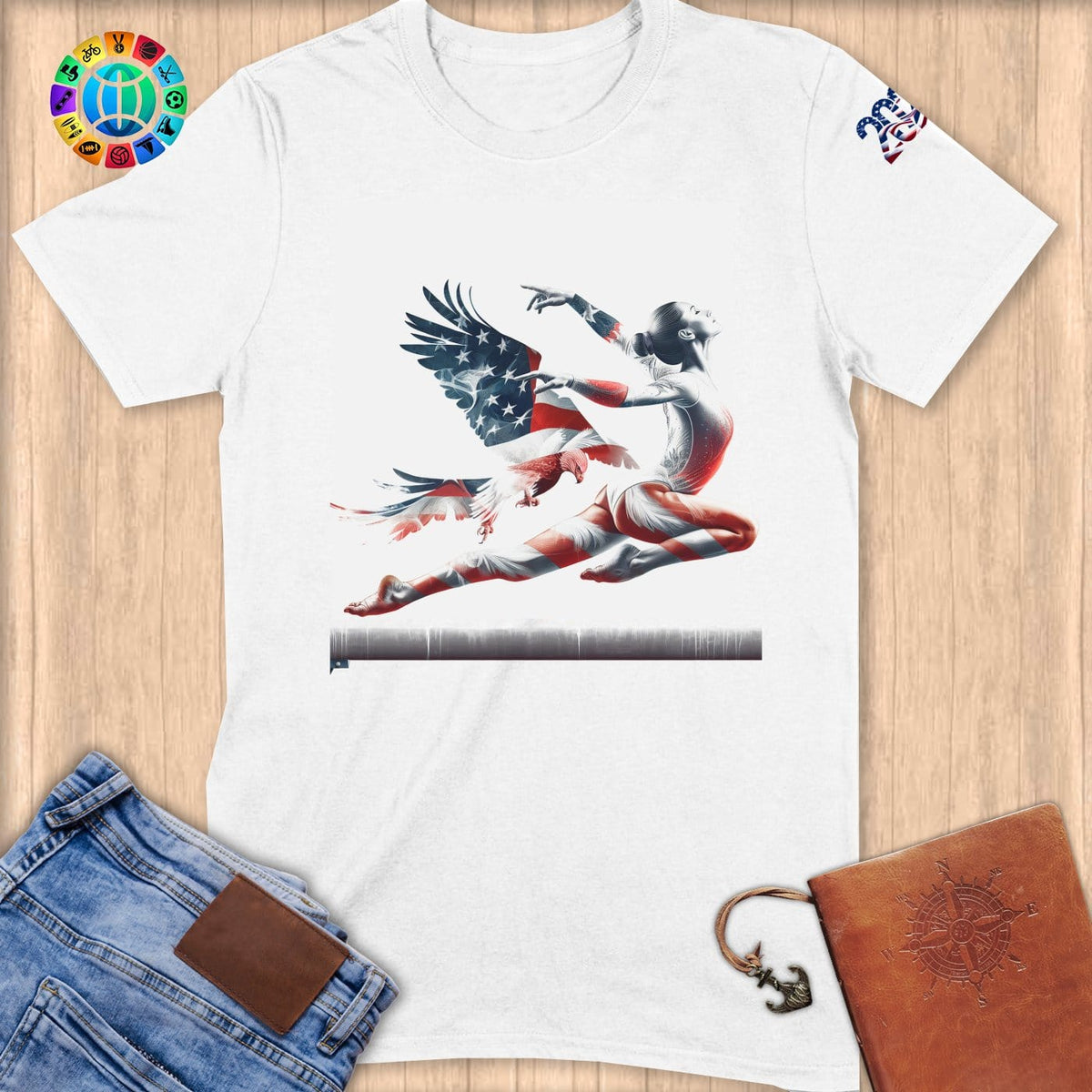Physical Item S / White Majestic Eagle Gymnastic Form ~ Limited Edition "USA Excellence" ~ Softstyle T-Shirt