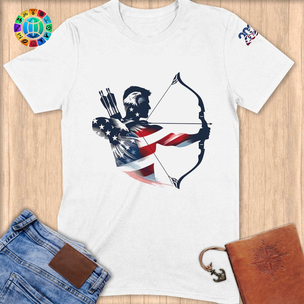 Physical Item S / White Patriotic Archer ~ Limited Edition "USA Excellence" ~ Softstyle T-Shirt