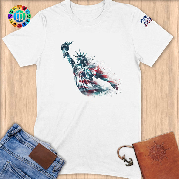 Physical Item S / White Patriotic Diving Liberty ~ Limited Edition 2024 "USA Excellence" ~ Softstyle T-Shirt