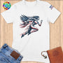 Physical Item S / White Patriotic Eagle Runner ~ Limited Edition "USA Excellence" ~ Softstyle T-Shirt