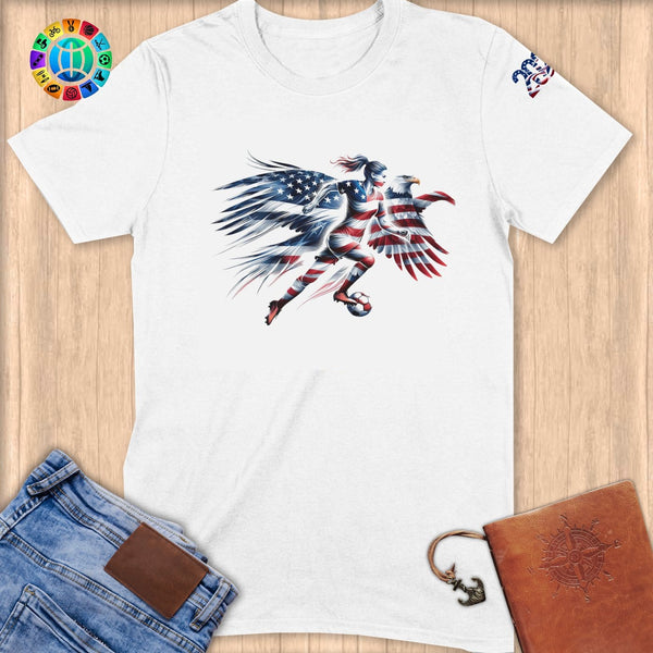 Physical Item S / White Patriotic Soccer Sports Player~Limited Edition 2024 "USA Excellence" ~ Softstyle T-Shirt