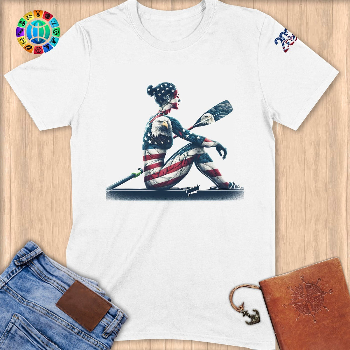 Physical Item S / White Pride Rowing Champion ~ Limited Edition "USA Excellence" ~ Softstyle T-Shirt