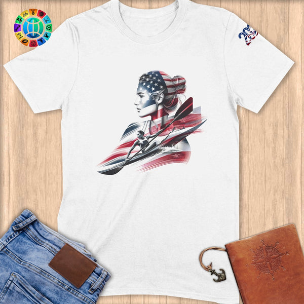 Physical Item S / White Rowing Kayak ~ Limited Edition 2024 "USA Excellence" ~ Softstyle T-Shirt