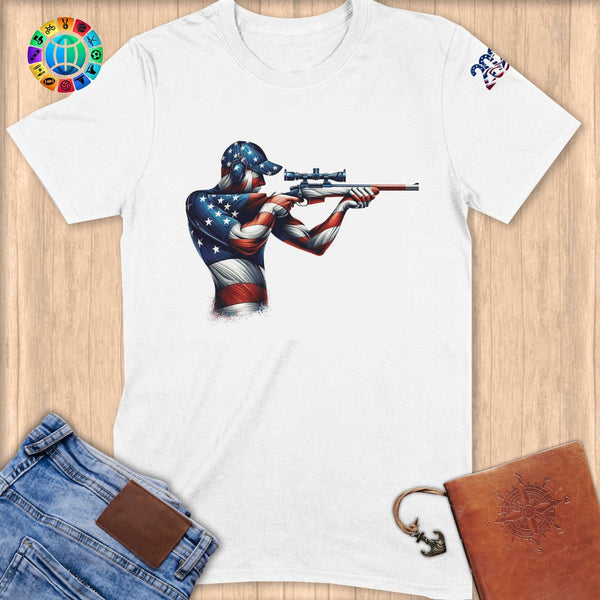 Physical Item S / White Shooting Athlete ~ Limited Edition 2024 "USA Excellence" ~ Softstyle T-Shirt