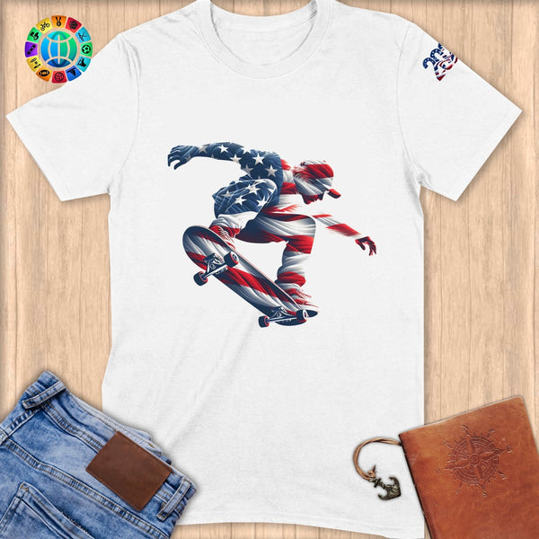 Physical Item S / White Skateboarding Flight ~ Limited Edition 2024 "USA Excellence" ~ Softstyle T-Shirt