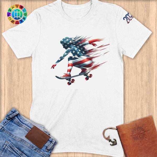 Physical Item S / White Skateboarding Sensation ~ Limited Edition 2024 "USA Excellence" ~ Softstyle T-Shirt