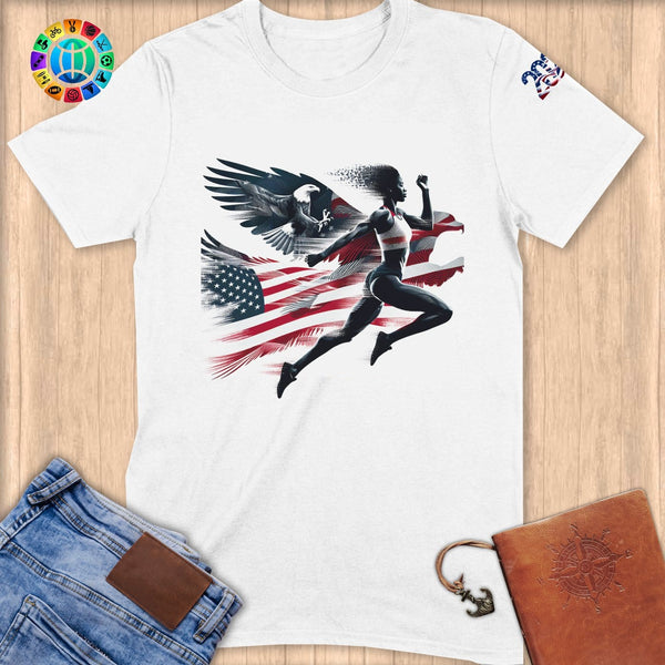 Physical Item S / White Soaring American ~ Limited Edition "USA Excellence" ~ Softstyle T-Shirt