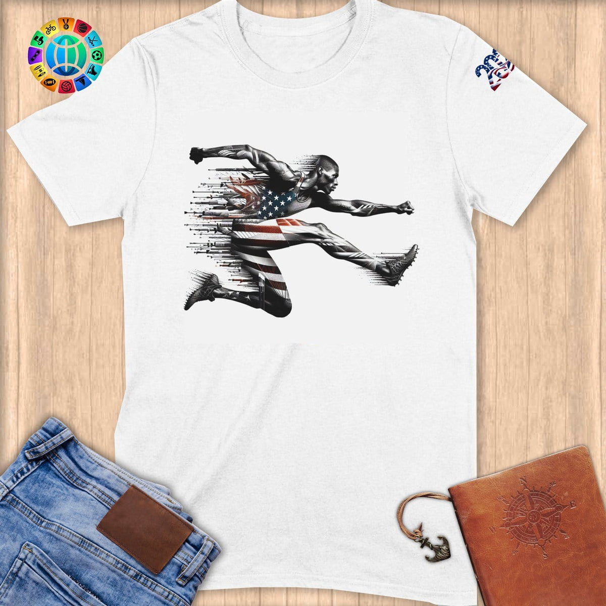 Physical Item S / White Sprinter Burst ~ Limited Edition "USA Excellence" ~ Softstyle T-Shirt