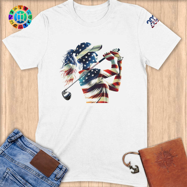 Physical Item S / White Star-Spangled Golfer ~ Limited Edition 2024 "USA Excellence" ~ Softstyle T-Shirt