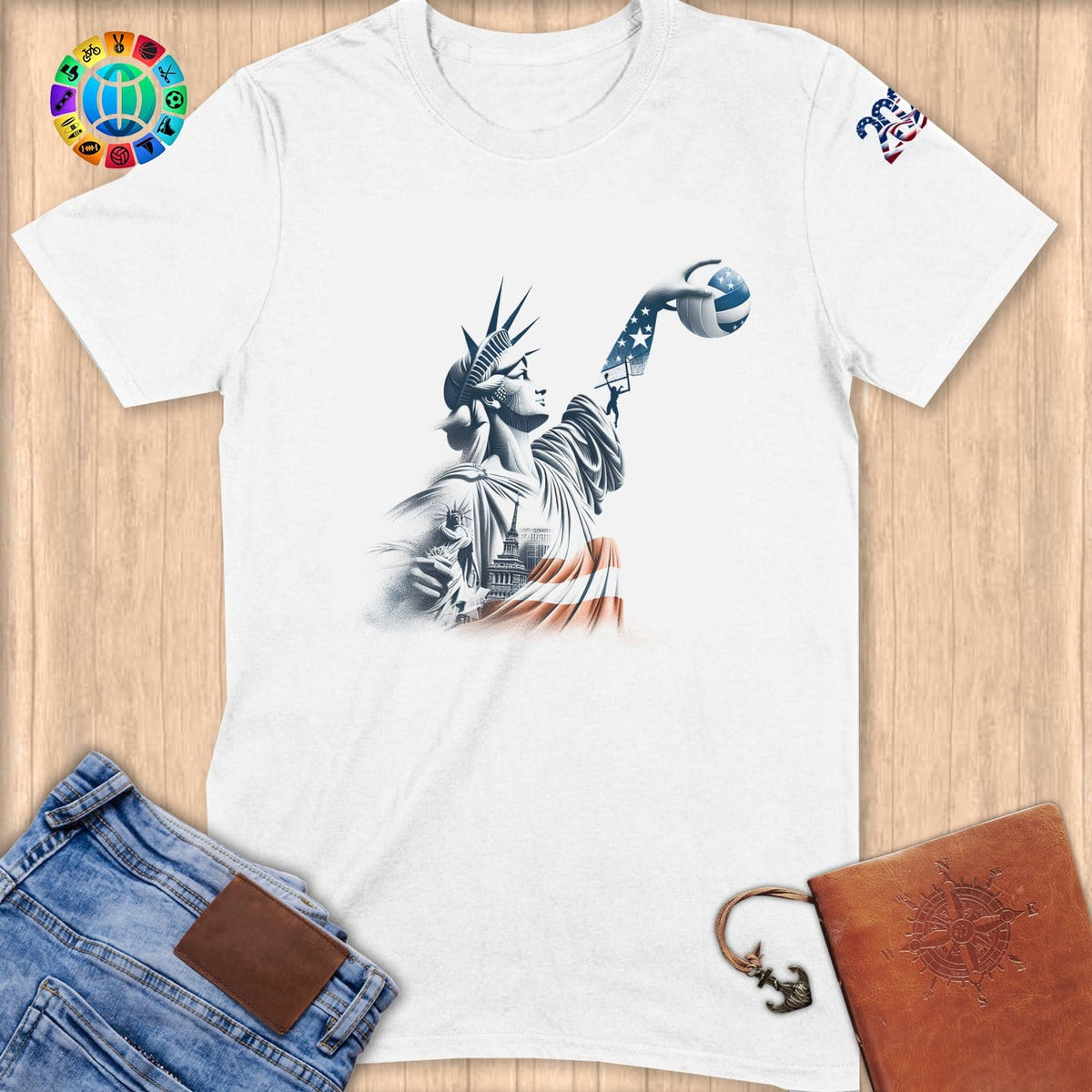 Physical Item S / White Statue Swish ~ Limited Edition "USA Excellence" ~ Softstyle T-Shirt