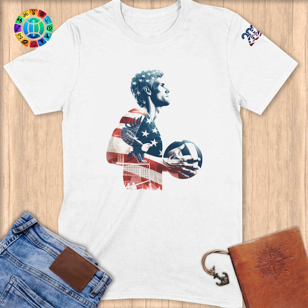 Physical Item S / White Volleyball Stars ~ Limited Edition "USA Excellence" ~ Softstyle T-Shirt