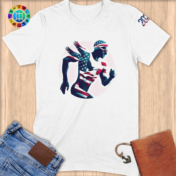 Physical Item S / White Winged Triathlete~Limited Edition 2024 "USA Excellence" ~ Softstyle T-Shirt