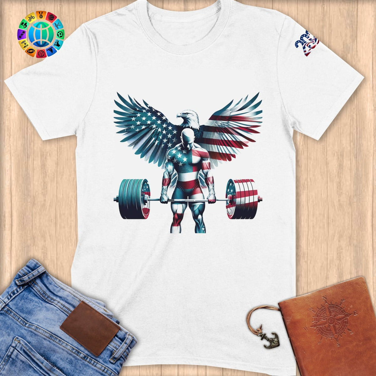 Physical Item S / White American Strongman ~ Limited Edition "USA Excellence" ~ Softstyle T-Shirt