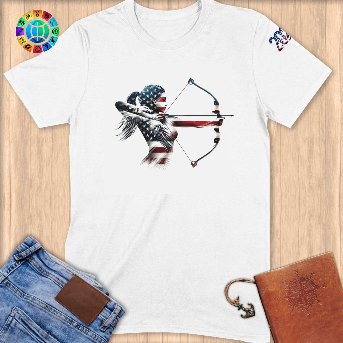 Physical Item S / White Archer American Patriot~Limited Edition 2024 "USA Excellence" ~ Softstyle T-Shirt
