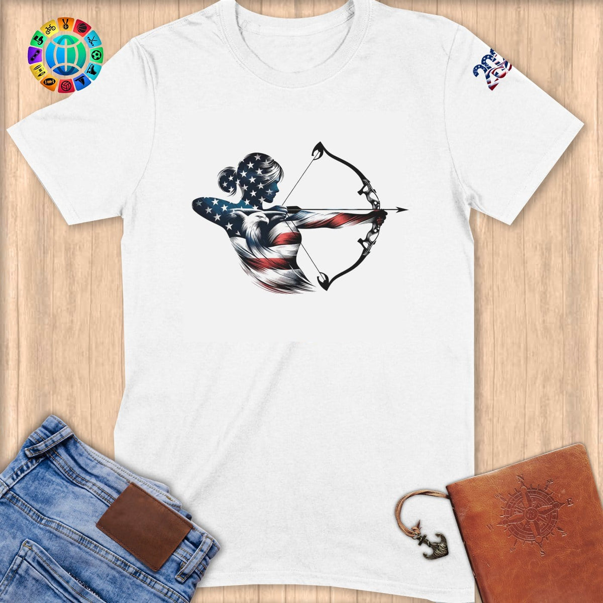 Physical Item S / White Archer Patriotic~Limited Edition 2024 "USA Excellence" ~ Softstyle T-Shirt