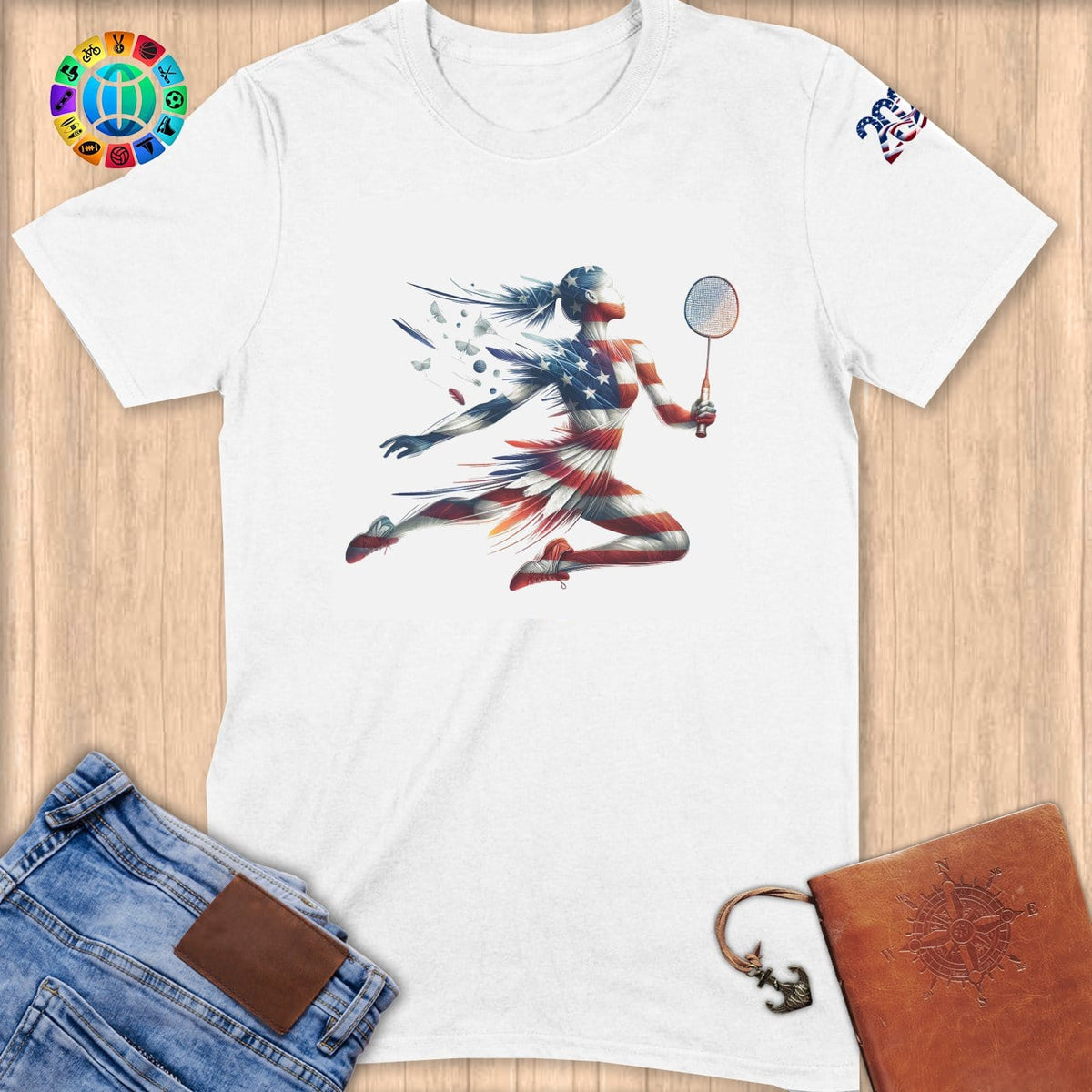 Physical Item S / White Badminton Dreams ~ Limited Edition 2024 "USA Excellence" ~ Softstyle T-Shirt
