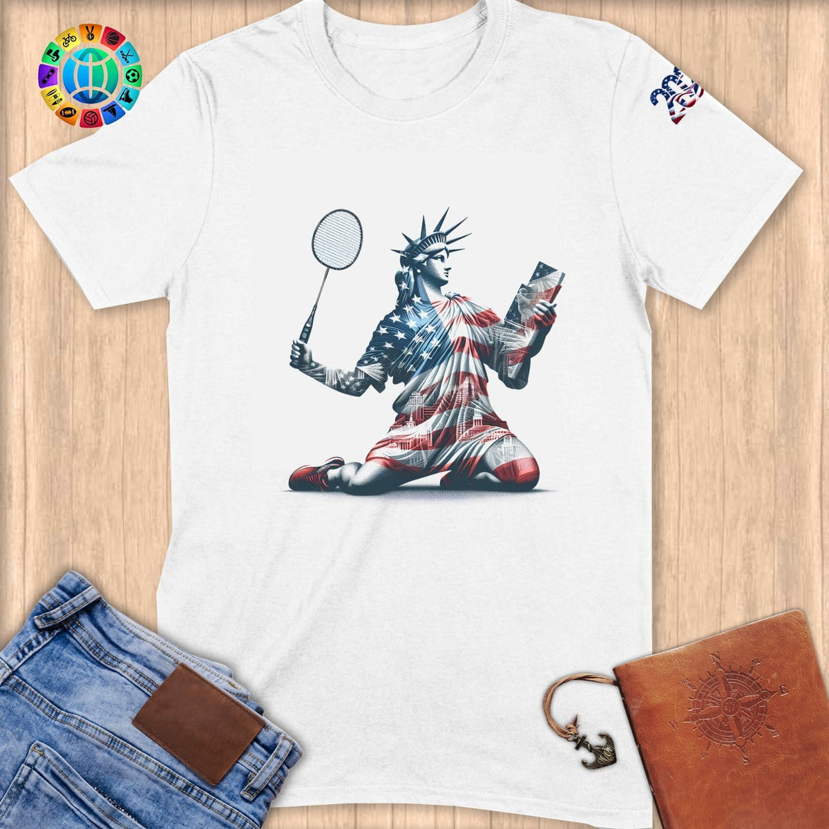 Physical Item S / White Badminton Liberty ~ Limited Edition 2024 "USA Excellence" ~ Softstyle T-Shirt