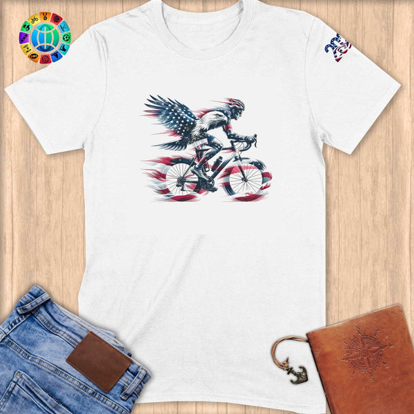 Physical Item S / White Cyclist Eagle American~Limited Edition 2024 "USA Excellence" ~ Softstyle T-Shirt
