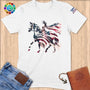 Physical Item S / White Dancing Equestrian~Limited Edition 2024 "USA Excellence" ~ Softstyle T-Shirt