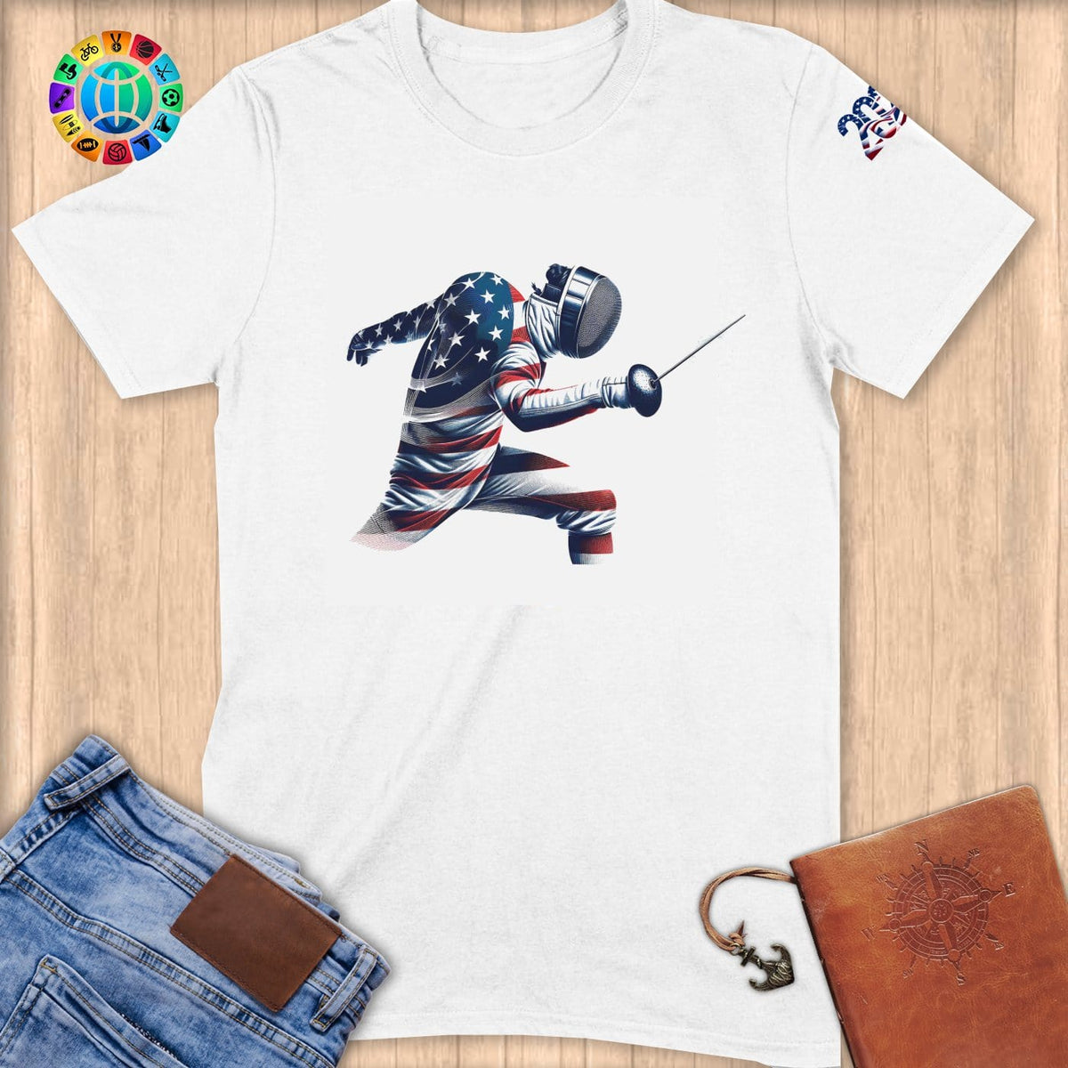 Physical Item S / White Elite Athlete Fencing ~ Limited Edition 2024 "USA Excellence" ~ Softstyle T-Shirt