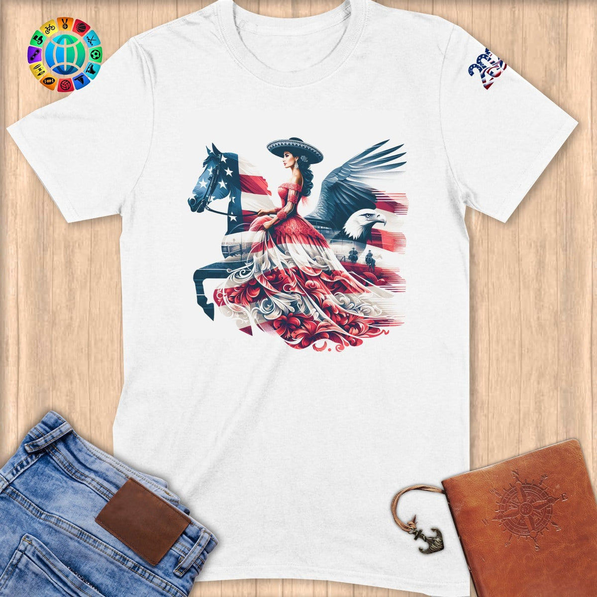 Physical Item S / White Equestrian Breeze~Limited Edition 2024 "USA Excellence" ~ Softstyle T-Shirt