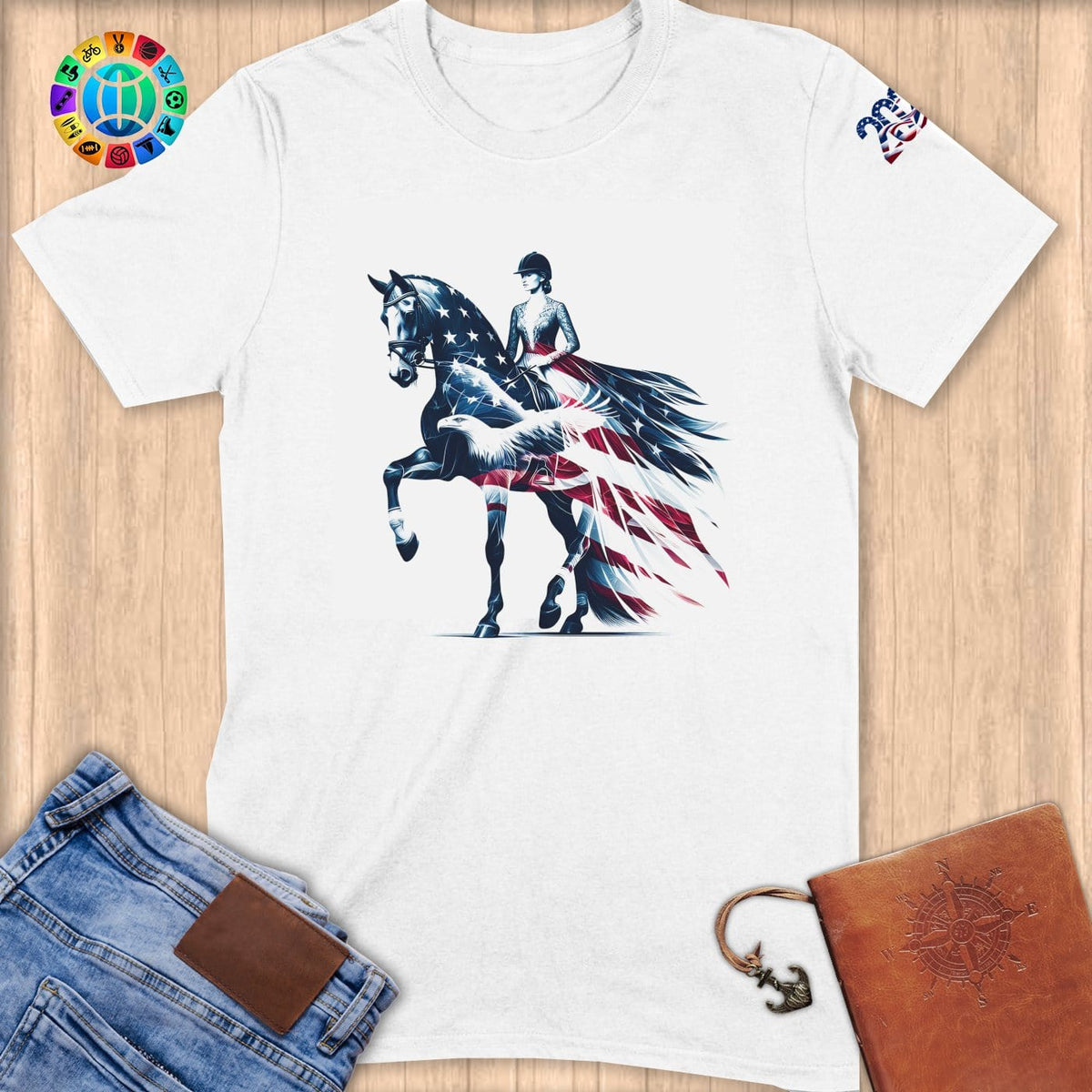 Physical Item S / White Equestrian Whisper~Limited Edition 2024 "USA Excellence" ~ Softstyle T-Shirt