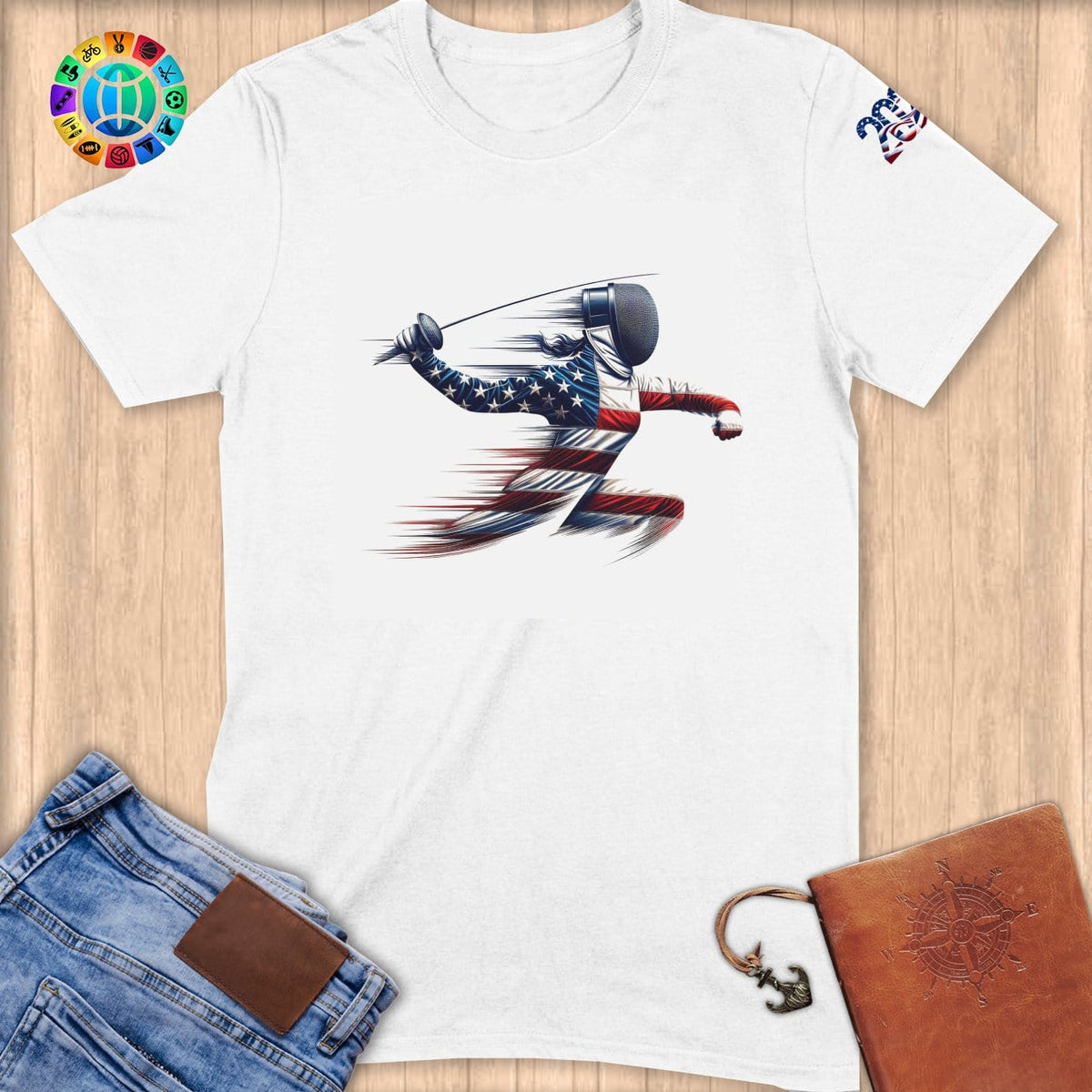 Physical Item S / White Fencing Pride ~ Limited Edition 2024 "USA Excellence" ~ Softstyle T-Shirt