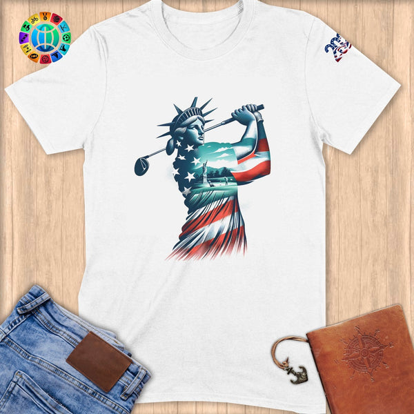 Physical Item S / White Golfing Liberty ~ Limited Edition 2024 "USA Excellence" ~ Softstyle T-Shirt