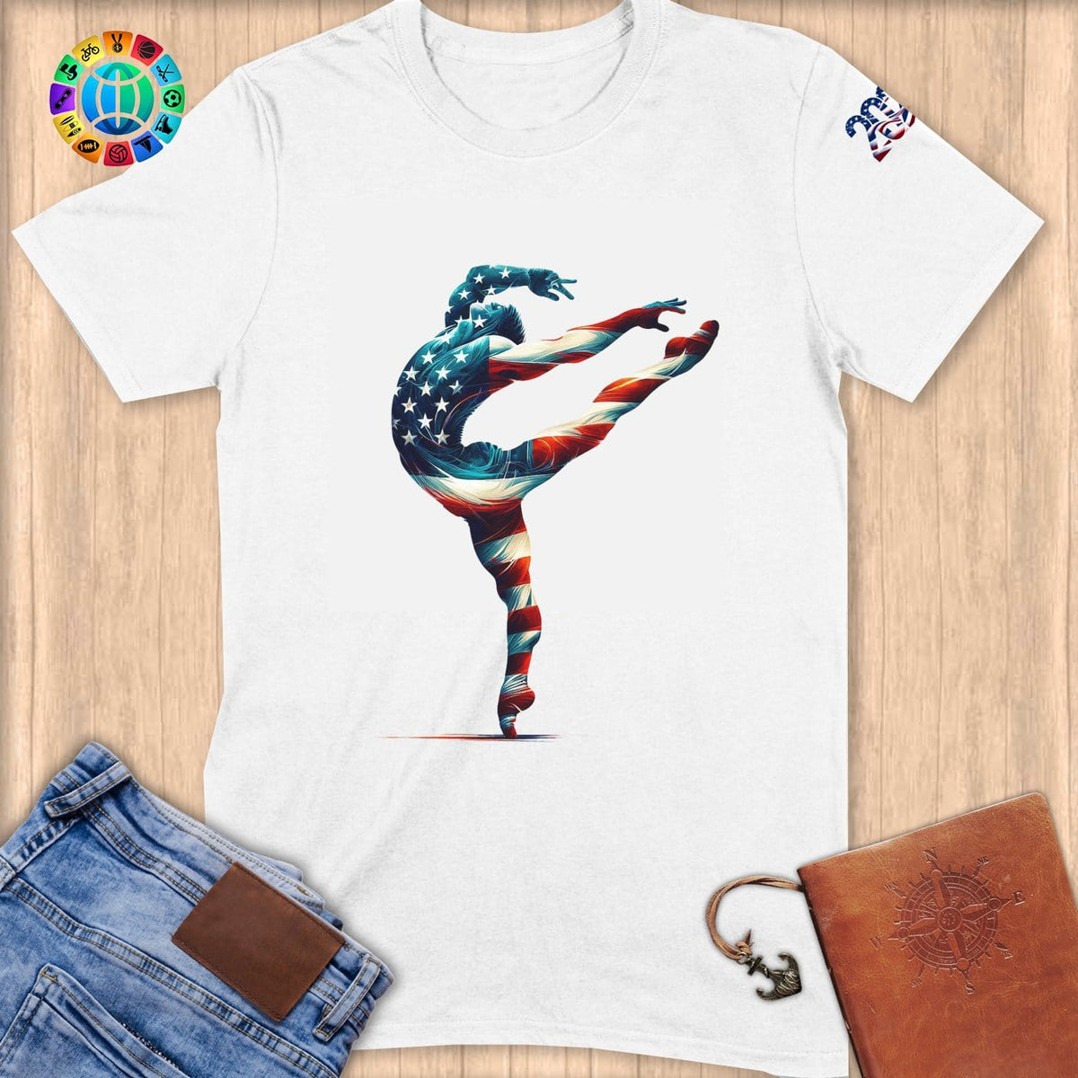Physical Item S / White Gymnast Male~Limited Edition 2024 "USA Excellence" ~ Softstyle T-Shirt
