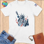 Physical Item S / White Hang 10 Statue of Liberty ~ Limited Edition 2024 "USA Excellence" ~ Softstyle T-Shirt