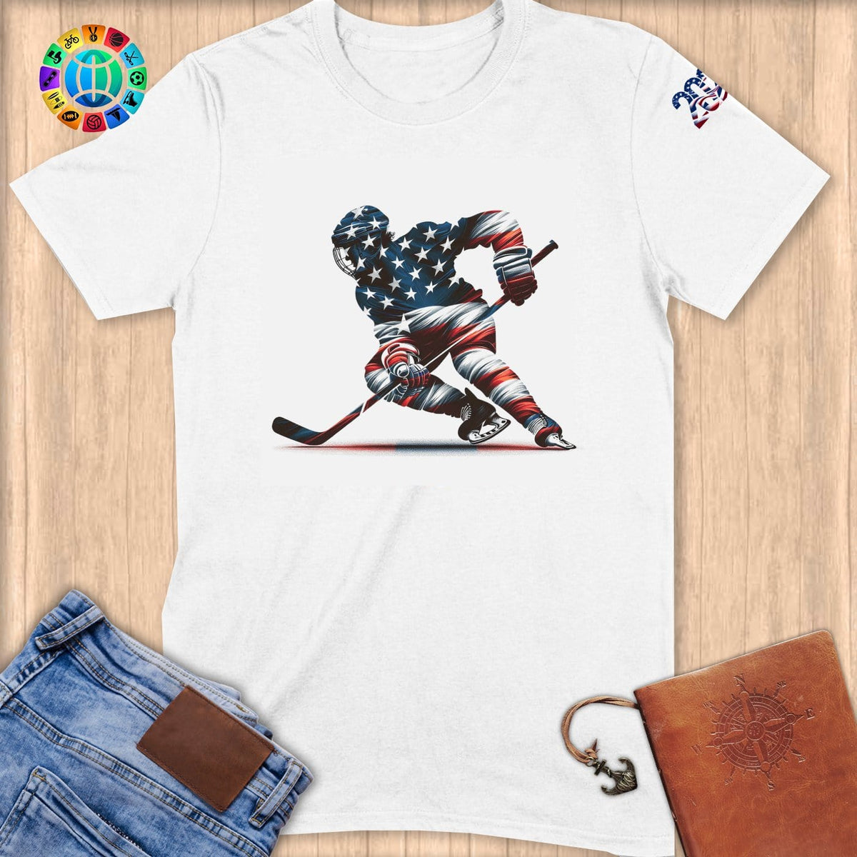 Physical Item S / White Hockey Glow ~ Limited Edition 2024 "USA Excellence" ~ Softstyle T-Shirt