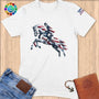 Physical Item S / White Jockey Leaps~Limited Edition 2024 "USA Excellence" ~ Softstyle T-Shirt