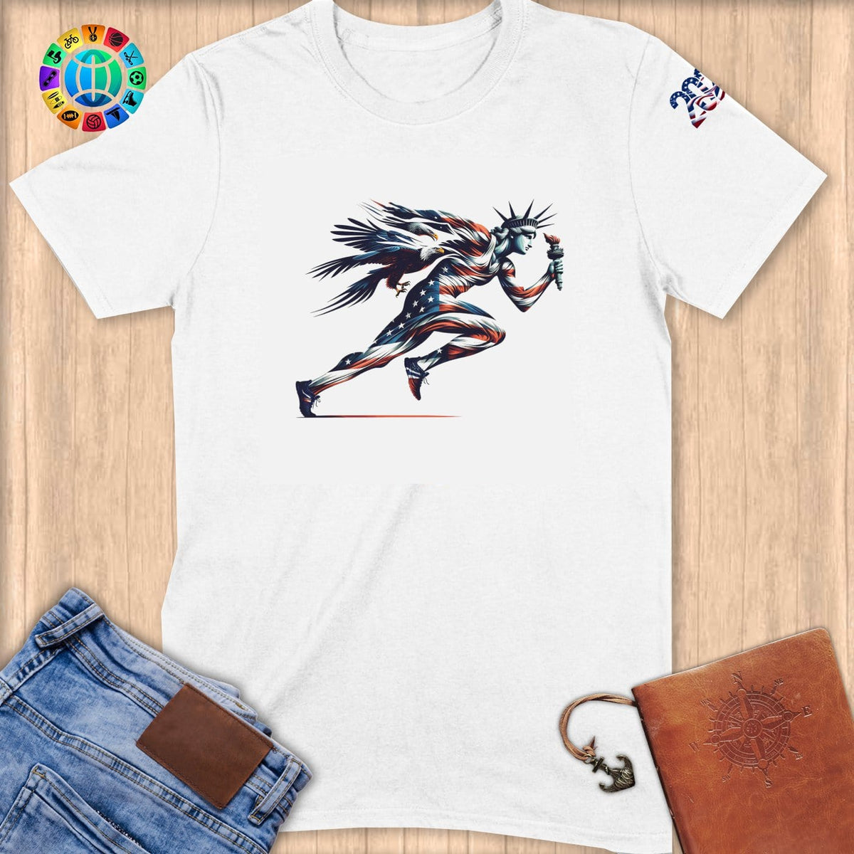 Physical Item S / White Liberty Running~Limited Edition 2024 "USA Excellence" ~ Softstyle T-Shirt