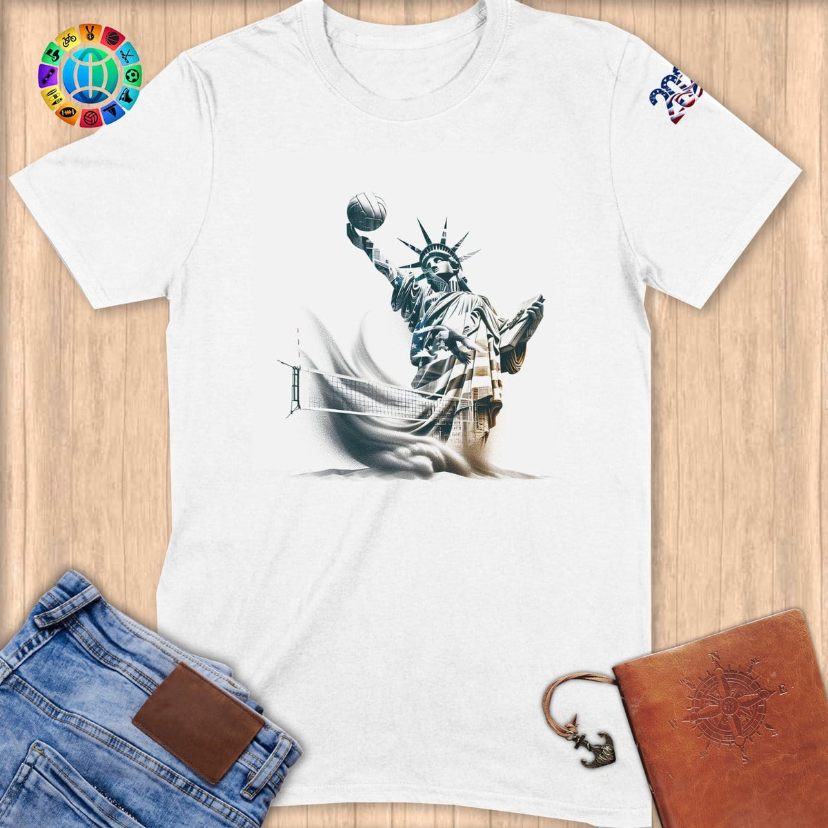 Physical Item S / White Liberty's Sandy Volley ~ Limited Edition "USA Excellence" ~ Softstyle T-Shirt