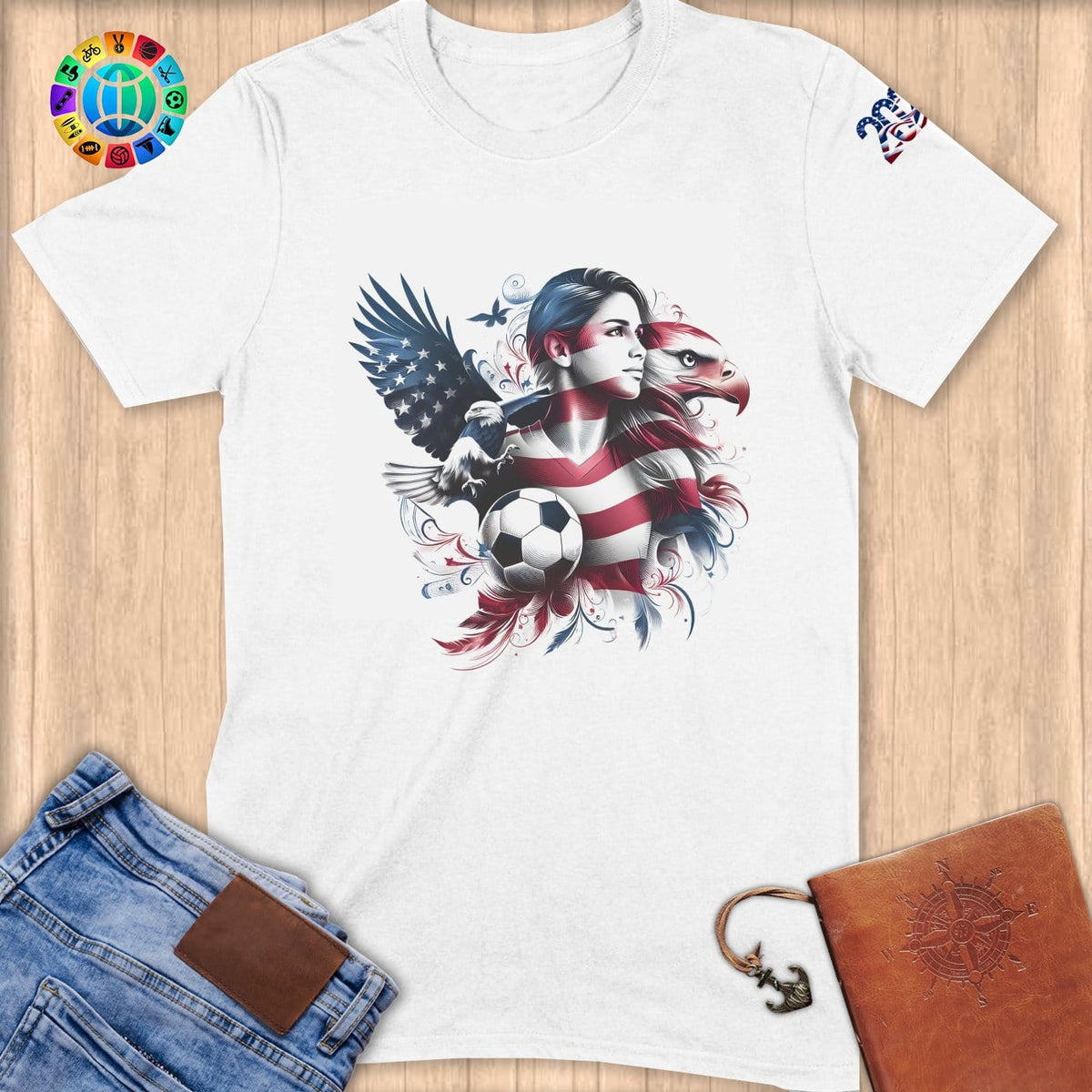 Physical Item S / White Majestic Soccer ~ Limited Edition "USA Excellence" ~ Softstyle T-Shirt