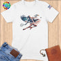 Physical Item S / White Patriotic Eagle Tennis~Limited Edition 2024 "USA Excellence" ~ Softstyle T-Shirt