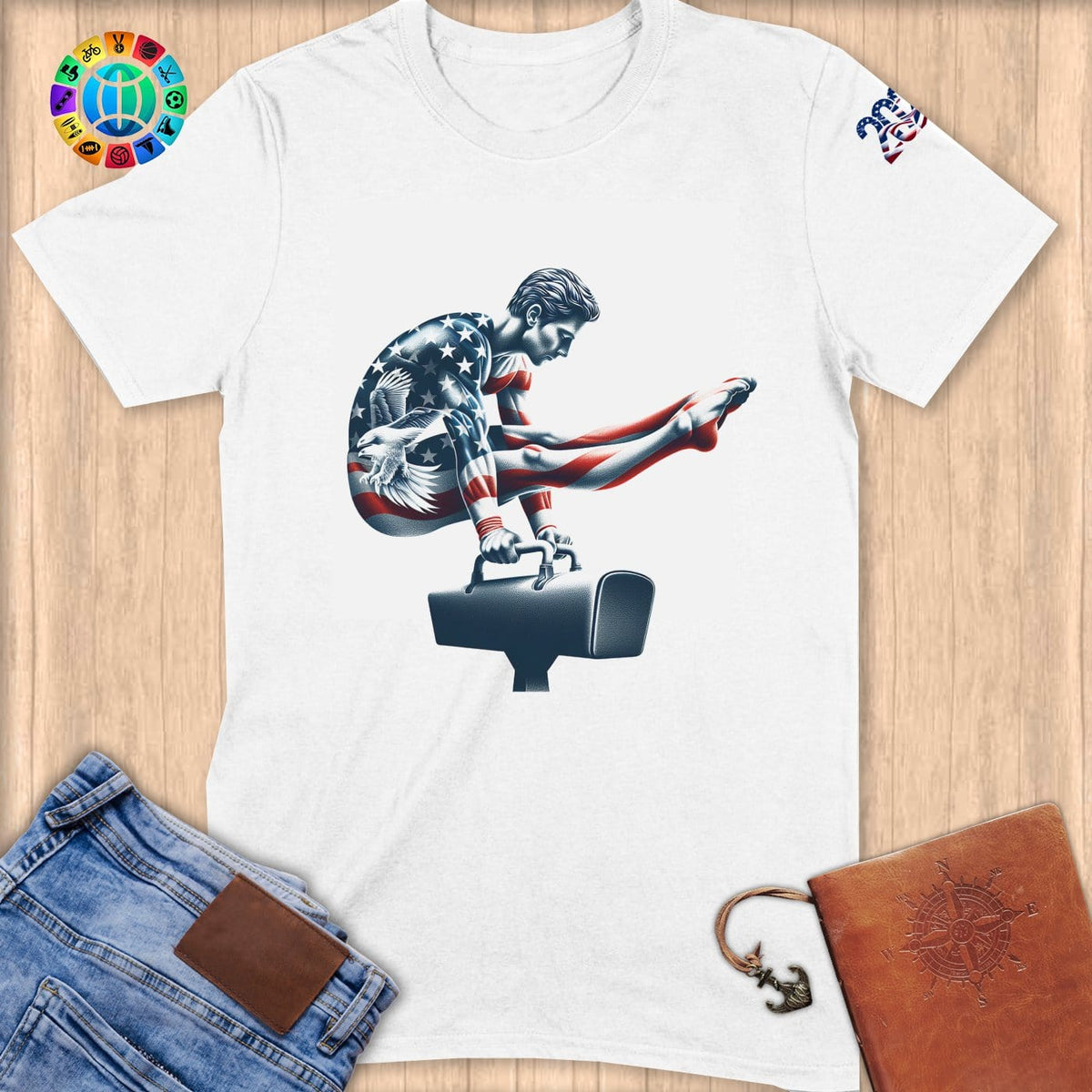Physical Item S / White Patriotic Gymnastics Strength ~ Limited Edition "USA Excellence" ~ Softstyle T-Shirt